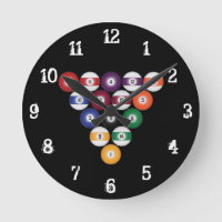 Billiards / Pool Balls : Wall Clock