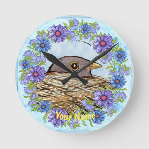 Horloge Ronde Bird in Nest clock