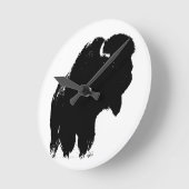Horloge Ronde Bison de bison noir et blanc Pop Art (Angle)