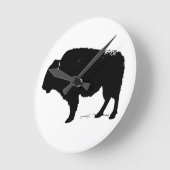 Horloge Ronde Bison de Buffalo Art noir et blanc (Angle)