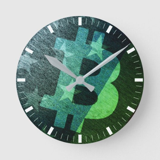 Horloge Ronde Bitcoin Amérique ₿ (Vert) (Recto)