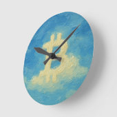 Horloge Ronde Bitcoin Blue Sky (Oil, Style: 4) (Angle)