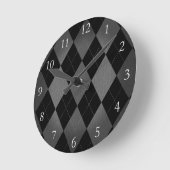 Horloge Ronde Black and charcoal Gray Argyle (Angle)