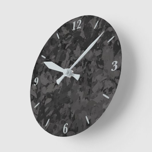 Horloge Ronde Black And Gray Abstract Graphic Art Design (Angle)