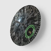 Horloge Ronde Black and Grey Lawn Bowl, Wall Clock (Angle)