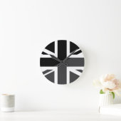 Horloge Ronde Black and grey Union Jack British(UK) Flag (Maison)