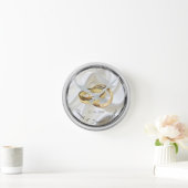 Horloge Ronde Black and Silver on Ivory Silk Wedding Venin Clock (Maison)