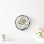 Horloge Ronde Black and Silver on Ivory Silk Wedding Venin Clock (Maison)