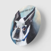 HORLOGE RONDE BLACK AND WHITE BOSTON TERRIER (Angle)