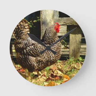 Horloge Ronde Black and white chicken