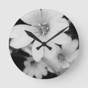 Horloge Ronde Black and white flower