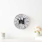 Horloge Ronde Black Barn Vintage White Wood Country Farmhouse (Maison)