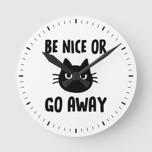Horloge Ronde Black Cat Be Nice (Recto)