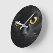 Horloge Ronde Black Cat Wall Clock with Striking Yellow Eyes (Angle)