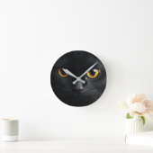Horloge Ronde Black Cat Wall Clock with Striking Yellow Eyes (Maison)