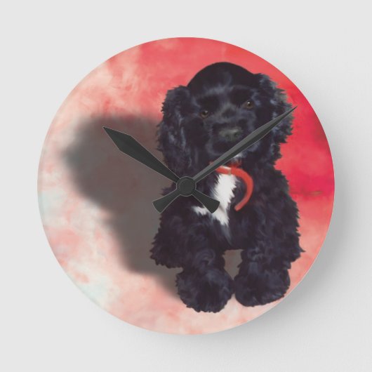 Horloge Ronde Black Cocker Spaniel Puppy - Abby (Recto)