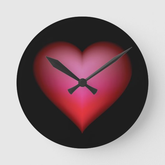Horloge Ronde BLACK GLOWING RED HEART SHAPE Love GRAPHICS (Recto)