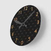 Horloge Ronde Black gold monogram initials minimalist elegant (Angle)