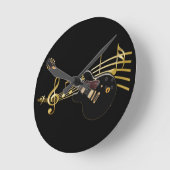 Horloge Ronde Black Guitar and Music Score Wall Clock (Angle)
