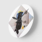 Horloge Ronde Black Lab Labrador Chien Drôle Temps de bain amusa (Angle)