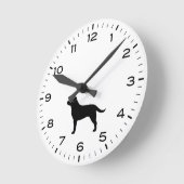 Horloge Ronde Black Labrador Retriever Chien Silhouette (Angle)