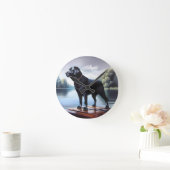 Horloge Ronde Black Labrador Retriever et le lac (Maison)