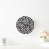 Horloge Ronde Black net lace with leopard pattern on white (Maison)