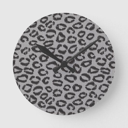 Horloge Ronde Black net lace with leopard pattern on white (Recto)