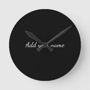 Horloge Ronde Black solid add name text message here throw pillo