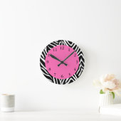 Horloge Ronde Black, White and Hot Pink Zebra (Maison)