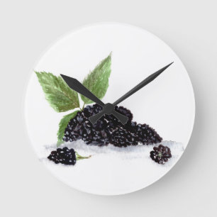 Horloge Ronde Blackberries fruits watercolour painting