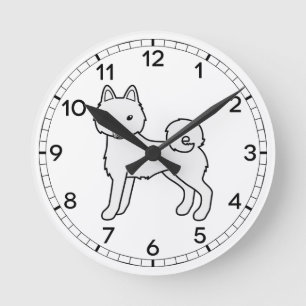 Horloge Ronde Blanc Alaskan Klee Kai Cute Cartoon Chien