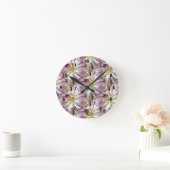 Horloge Ronde Blanc Dahlia Fleur Motif Nature (Home)