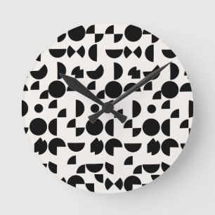Horloge Ronde Blanc Moderne Elégant Tribal Géométrique