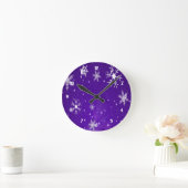 Horloge Ronde Blanche-Neige, Blue Purple Background (Maison)