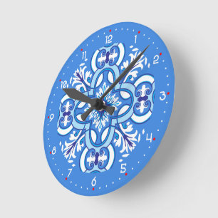Horloge Ronde 💙 bleu azulejos