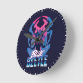 Horloge Ronde Bleu Beetle Rétrowave contre graphique (Angle)