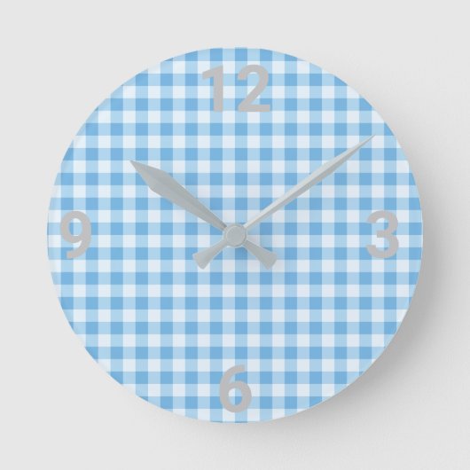 Horloge Ronde Bleu Blanc En vichy Mur Moderne (Recto)