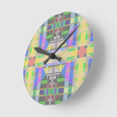 Horloge Ronde Bleu bleu jaune mauve géométrique (Angle)