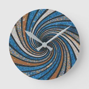 Horloge Ronde Bleu et or