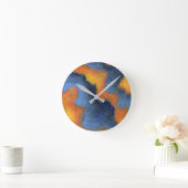 Horloge Ronde Bleu et orange de corail (Maison)