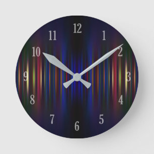 Horloge Ronde Bleu et vert Bleu Bleu Bleu Bleu motif