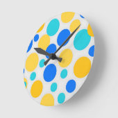 Horloge Ronde Bleu Jaune Turquoise Points (Angle)
