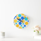 Horloge Ronde Bleu Jaune Turquoise Points (Maison)