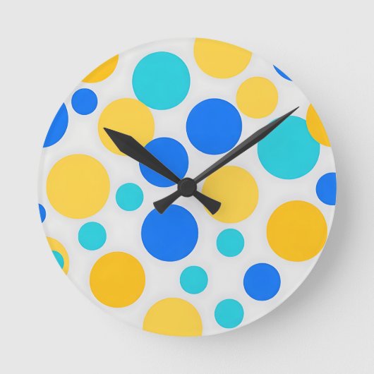 Horloge Ronde Bleu Jaune Turquoise Points (Recto)