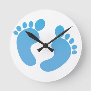 Horloge Ronde Bleu mignon bébé pieds maternité