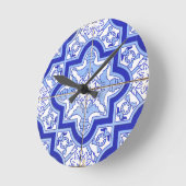 Horloge Ronde Bleu portugais et blanc de tuile (Angle)
