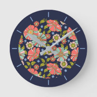 Bleu Retro les années 70 motif floral