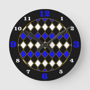 Horloge Ronde Bleu Royal & Harlequin Or