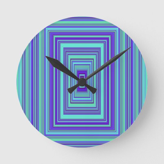 Horloge Ronde Bleu violet vert Rectangles Art géométrique (Recto)
